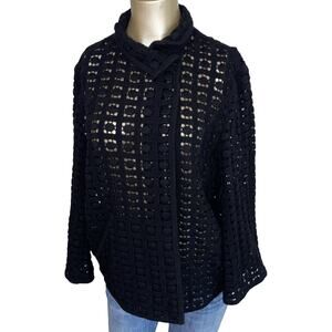 Akris Black Label Women's Black Jacket Size 6 Crochet Classic One Pocket